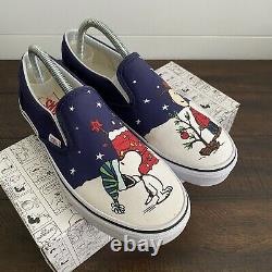 Vans Off The Wall Slip On Peanuts Charlie Brown Snoopy Christmas Shoes Womens 9