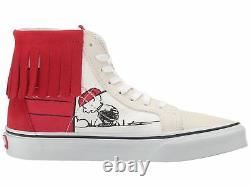 Vans PEANUTS Snoopy Dog House Bone Charlie Brown Sk8 Hi Moc Red Suede Shoes