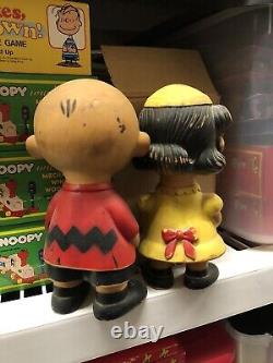 Vintage 1958 Original Hungerford Peanuts Charlie Brown & Lucy Vinyl Rubber Toys