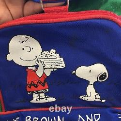 Vintage 1958 PEANUTS Charlie Brown And Snoopy Color Block Backpack Rare Vtg 50s