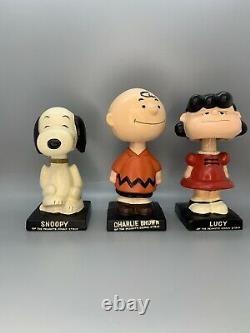 Vintage 1960s Complete Set 6 Peanuts Gang Bobblehead Nodder Snoopy Charlie Brown