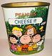 Vintage 1960s Peanuts Charlie Brown Snoopy Metal Tin Garbage Can Cheinco Usa