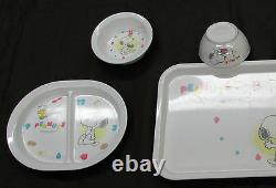 Vintage 1965 PEANUTS SNOOPY 7 pc Lunch set of Trays Bowls Saucers Charlie Brown