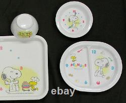 Vintage 1965 PEANUTS SNOOPY 7 pc Lunch set of Trays Bowls Saucers Charlie Brown
