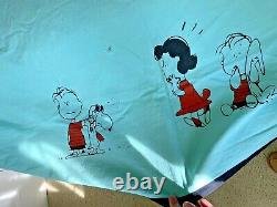 Vintage 1966 CHARLIE BROWN Snoopy Peanuts BEDSPREAD, Rare Aqua & Full Queen Size