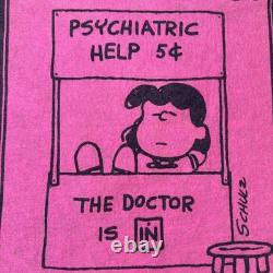 Vintage 1970 Charlie Brown The Peanuts Psychiatrist Lucy Red Felt Banner Pennant
