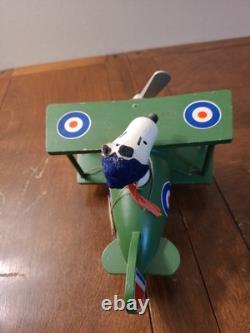 Vintage 1970 Schmid Peanuts Snoopy Flying Ace Wooden Biplane Music Box Works