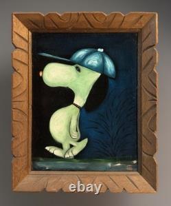 Vintage 1970's Charlie Brown & Snoopy Baseball Mexican Velvet Oil Paintings