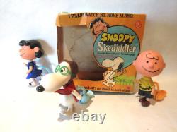 Vintage 3 Mattel Peanuts Skediddler Figures Charlie Brown Snoopy Lucy 1968