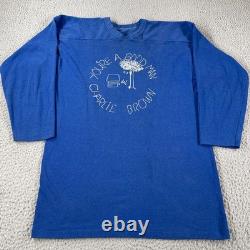 Vintage 70s Snoopy Shirt Peanuts Charlie Brown Linus Blue Shirt 60s RARE