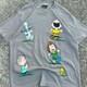 Vintage 90s Peanuts Snoopy Charlie Brown Aop Shirt Gray Size L (d1)