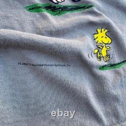 Vintage 90s Peanuts Snoopy Charlie Brown AOP Shirt Gray Size L (d1)