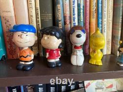 Vintage Charlie Brown Bobble Heads with Lucy, Snoopy, Woodstock