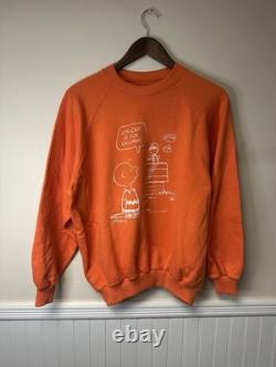 Vintage Charlie Brown Schulz 1952 Orange Crewneck Sweatshirt Sz L