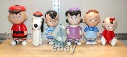 Vintage Hand Painted Ceramic Peanuts Characters Set Of Six 10 Charlie Brown