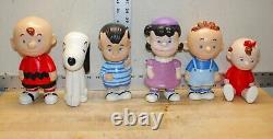 Vintage Hand Painted Ceramic Peanuts Characters Set Of Six 10 Charlie Brown