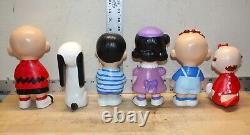 Vintage Hand Painted Ceramic Peanuts Characters Set Of Six 10 Charlie Brown