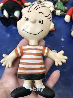 Vintage Lot Of Peanuts Charlie Brown Snoopy Pocket Dolls 1960's Linus Lucy #m2