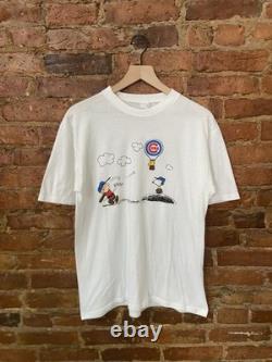 Vintage MLB Peanuts Chicago Cubs Shirt XL White Snoopy Charlie Brown Woodstock