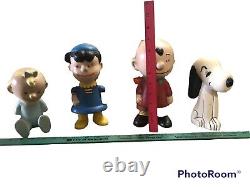 Vintage Peanuts Hand Painted Ceramic Figures 4pcs CHARLIE BROWN LUCY Snoopy Art