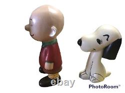 Vintage Peanuts Hand Painted Ceramic Figures 4pcs CHARLIE BROWN LUCY Snoopy Art