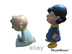 Vintage Peanuts Hand Painted Ceramic Figurines 4pcs CHARLIE BROWN LUCY Snoopy