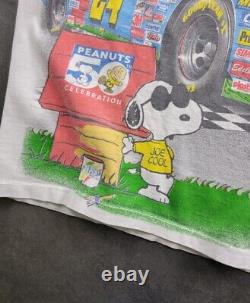 Vintage Peanuts NASCAR Jeff Gordon 1990s Racing T-shirt L Charlie Brown Snoopy