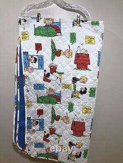 Vintage Peanuts Snoopy Charlie Brown Quilt Quilted Blanket Bed Spread 80x70