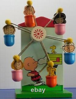 Vintage Peanuts Snoopy Charlie Brown Schmid Wooden Bank Music Box Rare