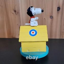 Vintage Peanuts Snoopy Flying Ace Wooden Schmid Music Box Mint HTF