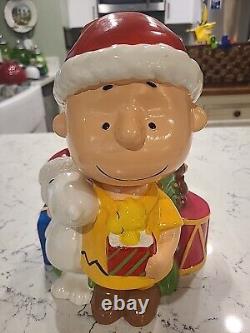 Vintage Peanuts Snoopy and Charlie Brown Christmas Cookie Jar RARE