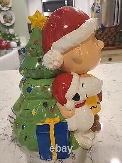 Vintage Peanuts Snoopy and Charlie Brown Christmas Cookie Jar RARE