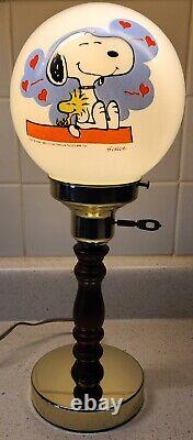 Vintage Peanuts Snoopy and Woodstock Desk Lamp Glass Globe 1965 Mint Condition