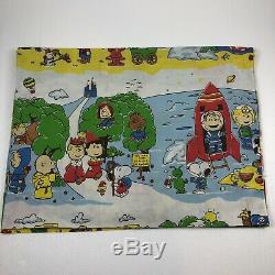 Vintage Peanuts Twin Flat Sheet Snoopy Goes West Charlie Brown Cowboy Fabric