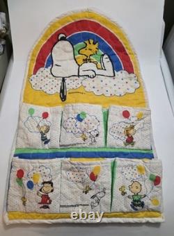 Vintage Quilted Fabric Snoopy Charlie Brown Peanuts Gang Shoe Holder