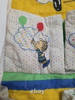 Vintage Quilted Fabric Snoopy Charlie Brown Peanuts Gang Shoe Holder