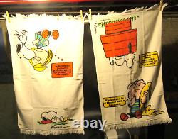 Vintage Set of 4 1970s Peanuts Charlie Brown Snoopy Woodstock Bath Hand Towels