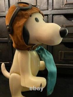 Vintage Snoopy Aviator Cap Toy 7 Posable Figure Charlie Brown Red Baron Doll