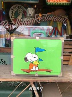 Vintage Snoopy Charlie Brown Trunk Metal Case Green Snoopy Used Clothing A