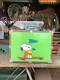 Vintage Snoopy Charlie Brown Trunk Metal Case Green Snoopy Used Clothing A