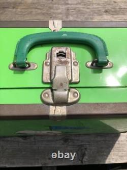 Vintage Snoopy Charlie Brown Trunk Metal Case Green Snoopy Used Clothing A