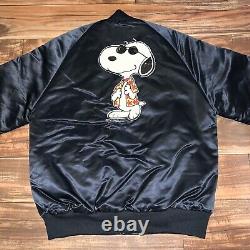 Vintage Snoopy Satin Jacket Joe Cool Charlie Brown Peanuts RARE Stadium Club S/M