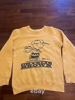 Vintage Snoopy Sweatshirt Crew Neck Peanuts Charlie Brown 1960s Yellow Sz S