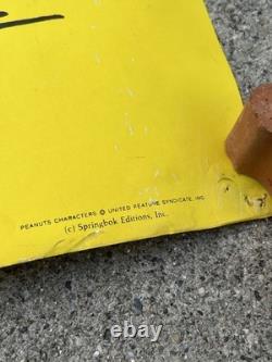 Vtg 1960's Peanuts Poster Schulz Snoopy Charlie Brown Yellow Desk Math Springbok