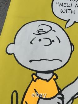 Vtg 1960's Peanuts Poster Schulz Snoopy Charlie Brown Yellow Desk Math Springbok