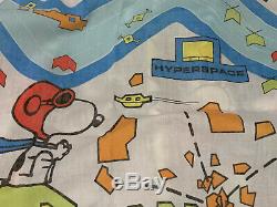 Vtg Peanuts Charlie Brown Snoopy Video Arcade Hyperspace Space Twin Sheet Set
