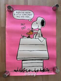 Vtg Peanuts Poster Schulz Snoopy Charlie Brown Pink Doghouse PAT PAT Springbok