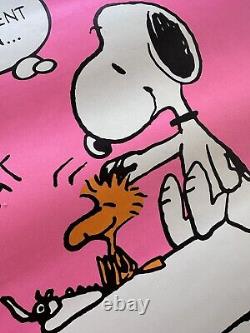 Vtg Peanuts Poster Schulz Snoopy Charlie Brown Pink Doghouse PAT PAT Springbok