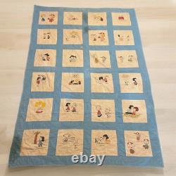 Vtg Peanuts Snoopy Woodstock Charlie Brown Patch Quilt Blanket Early 50s