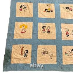 Vtg Peanuts Snoopy Woodstock Charlie Brown Patch Quilt Blanket Early 50s